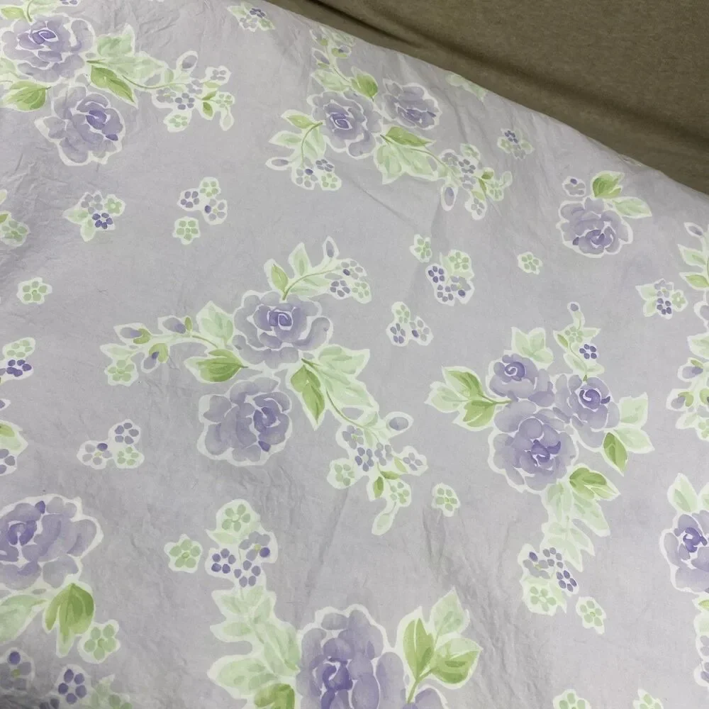 Pottery Barn Kids Twin Duvet Comforter Cover purple Roses Flowers /Green Leaves